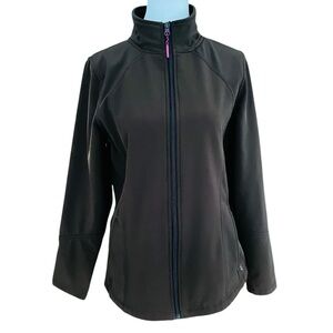 Mondetta Dark Brown full zip polyester jacket with fleece lining .